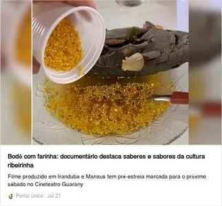 Registro de clipping relacionado a Bodó com Farinha – Sabores e Saberes